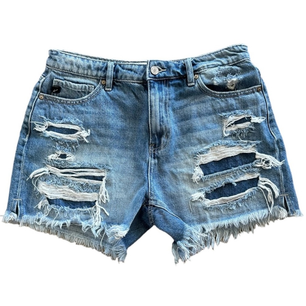 Kancan Ella High Rise Fray Hem Mom Shorts Size 9/28